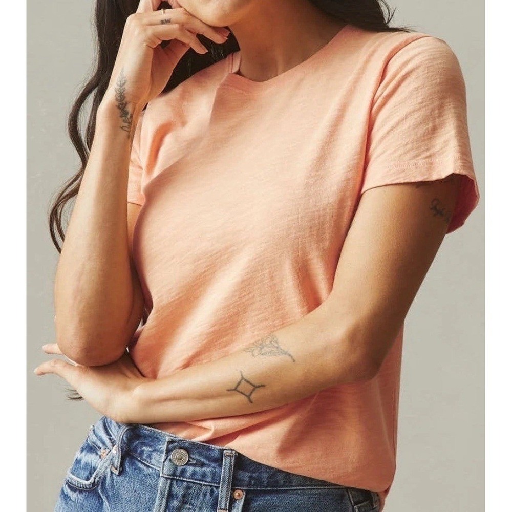 American Giant NWOT Premium Slub Crew Neck‎ Tee Womens M Peach Fuzz Short Sleeve